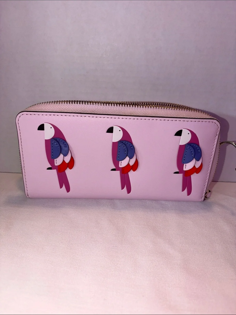 Kate spade flock party 3D parrot pink ladies wallet